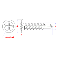 Zelfb. Flenskop Schroef 4,2x16 Zwart - Kruis