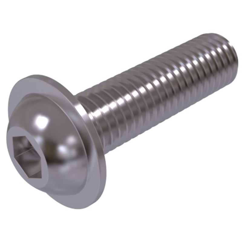 250x Lage Bolkop Flens Schroef M3x6 inbus - RVS A2 ISO7380/2