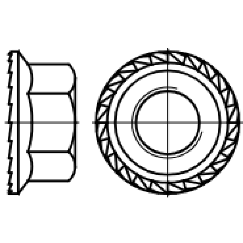 100x Zeskant Flens Moer M12 Vertand - DIN 6923 RVS A2