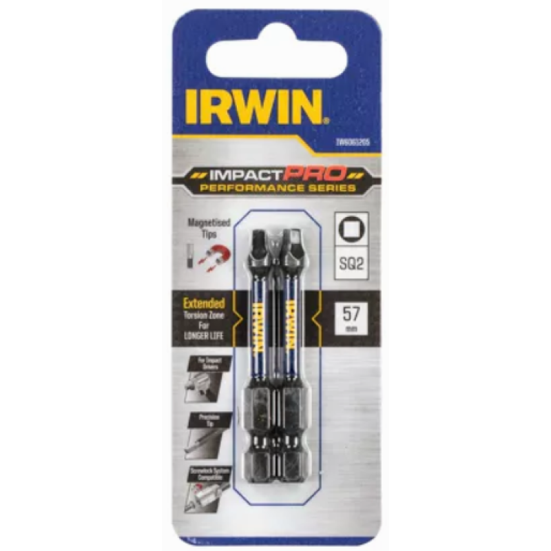 2x Irwin bits vierkant SQ2 Impact PRO 57mm