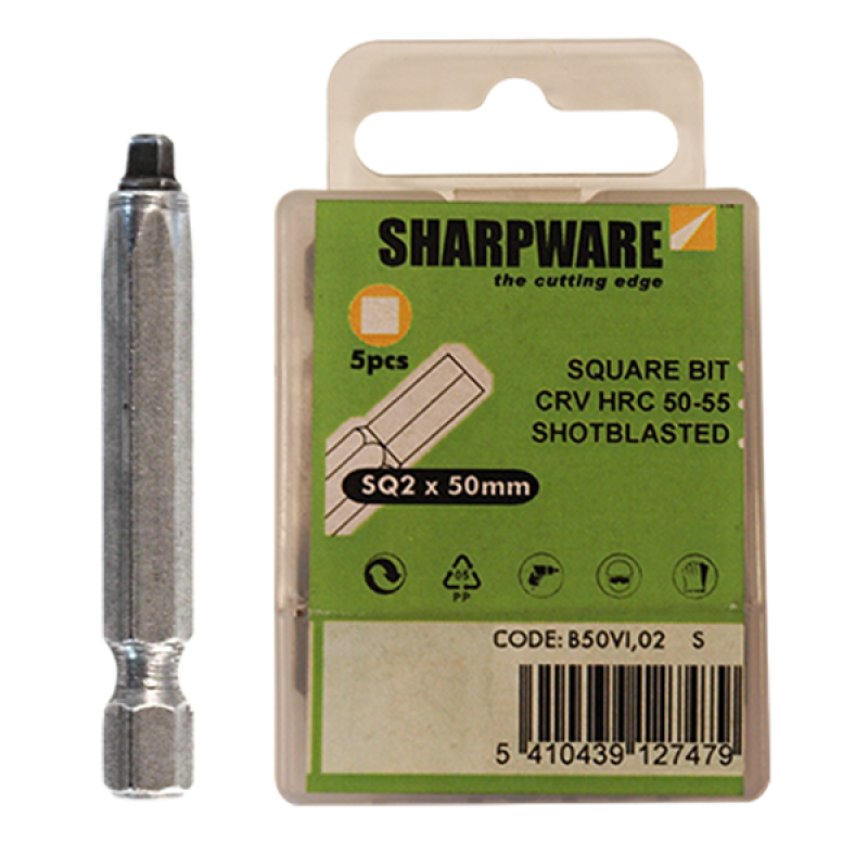 5X 50MM SQ2 SQUAREDRIVE BIT - VIERKANT 