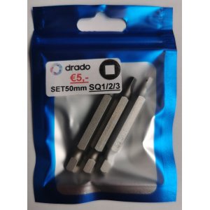 Squaredrive Bit SET - 50mm SQ1/2/3 - Vierkant Squaredrive Bit SET - 50mm SQ1/2/3 - Vierkant