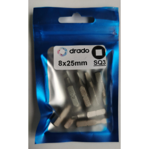 8x 25mm SQ3 Squaredrive Bit - Vierkant - Magnetisch 8x 25mm SQ3 Squaredrive Bit - Vierkant - Magnetisch
