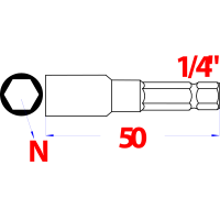 3x 45mm ZK8 Zeskant Dop Bit - SW  Magnetisch 3x 45mm ZK8 Zeskant Dop Bit - SW  Magnetisch